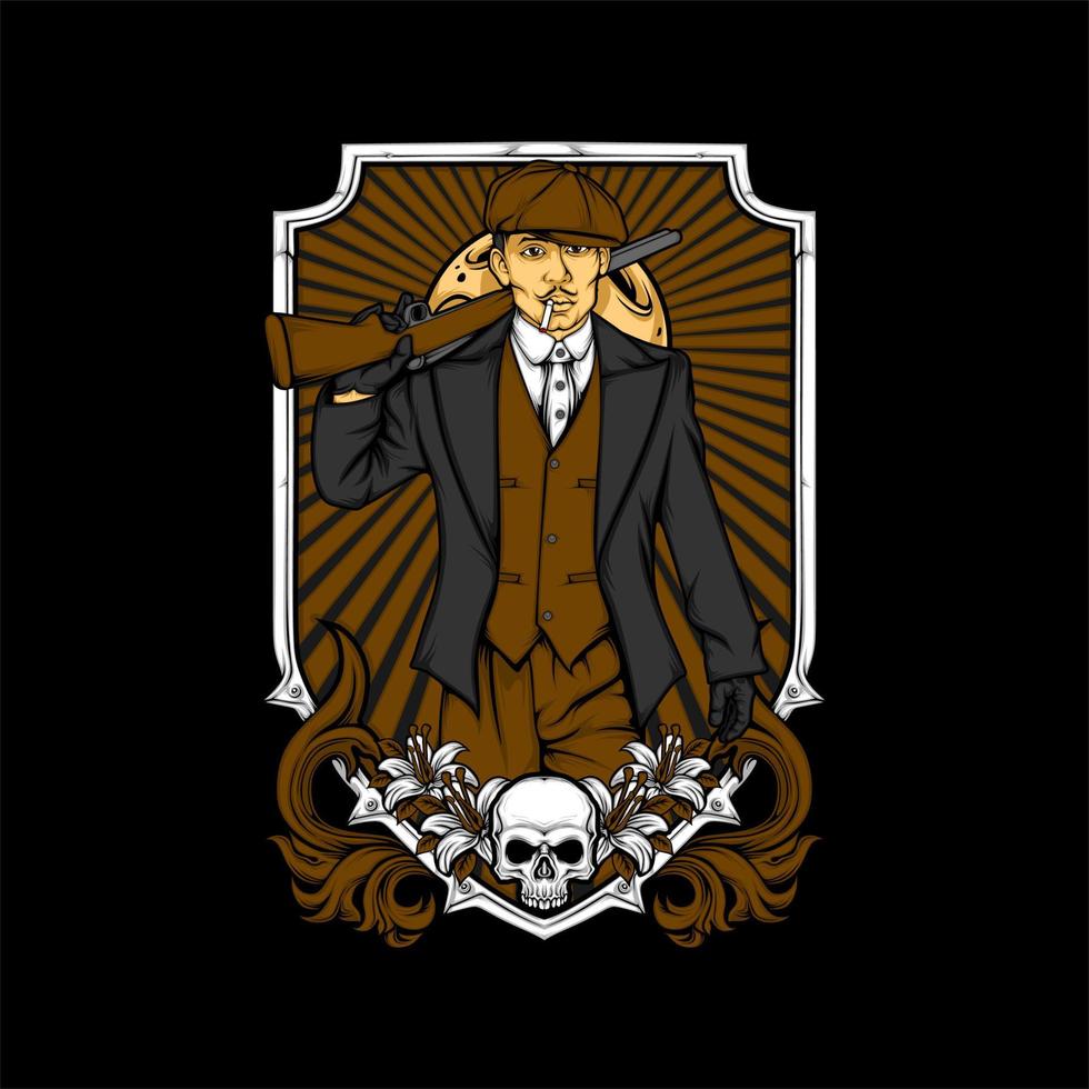 british gangster retro illustration vector