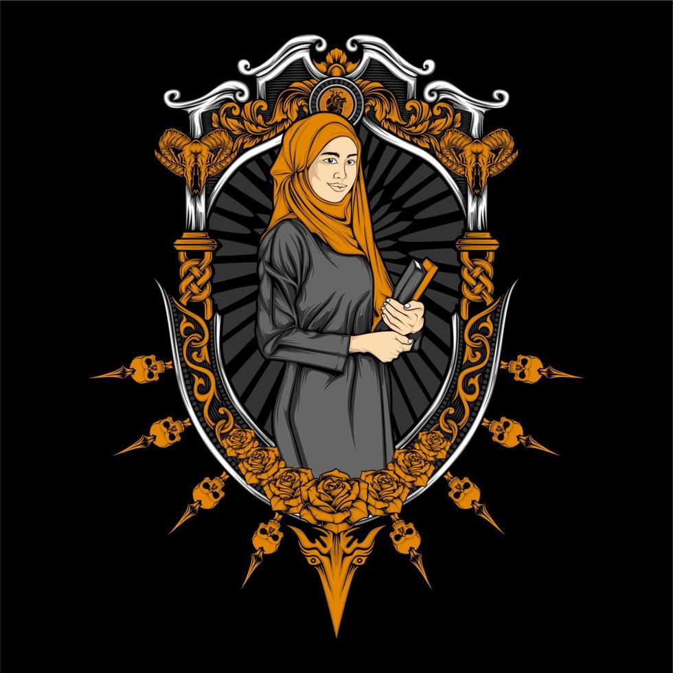 ramadhan hijab girl illustration vector