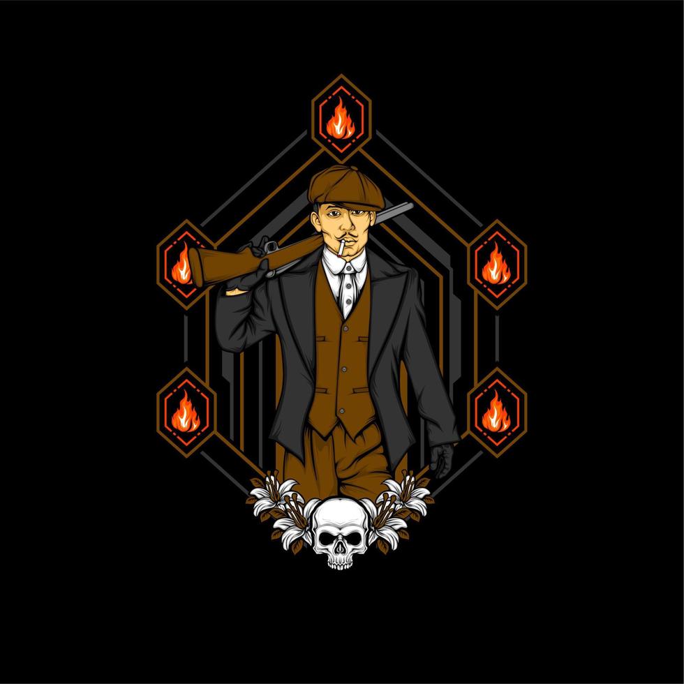british gangster retro illustration vector
