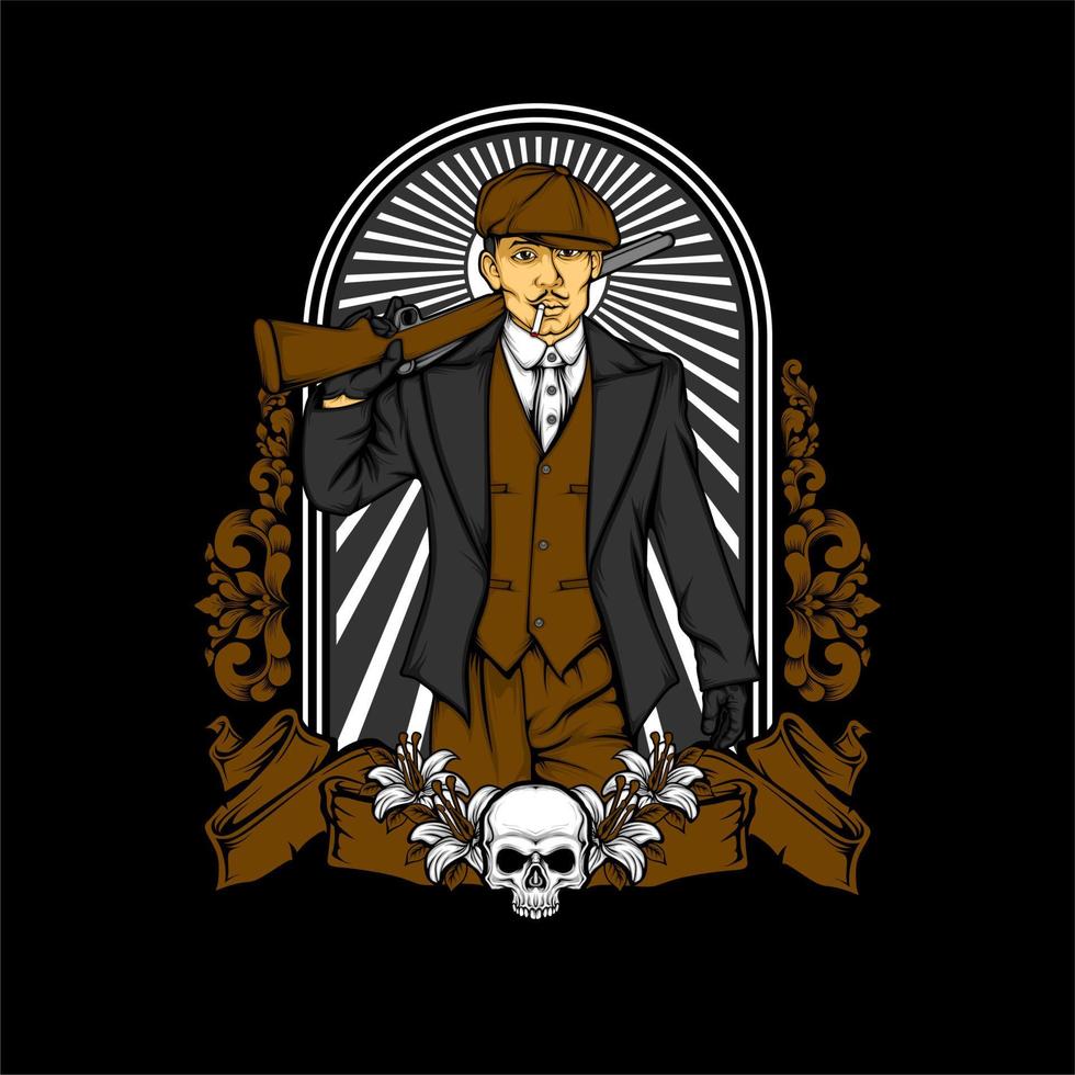 british gangster retro illustration vector