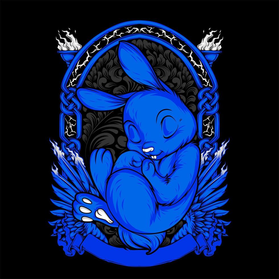 cute sleeping rabbit vector