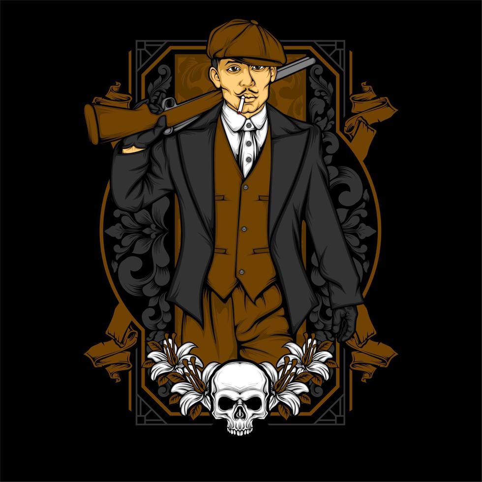 british gangster retro illustration vector