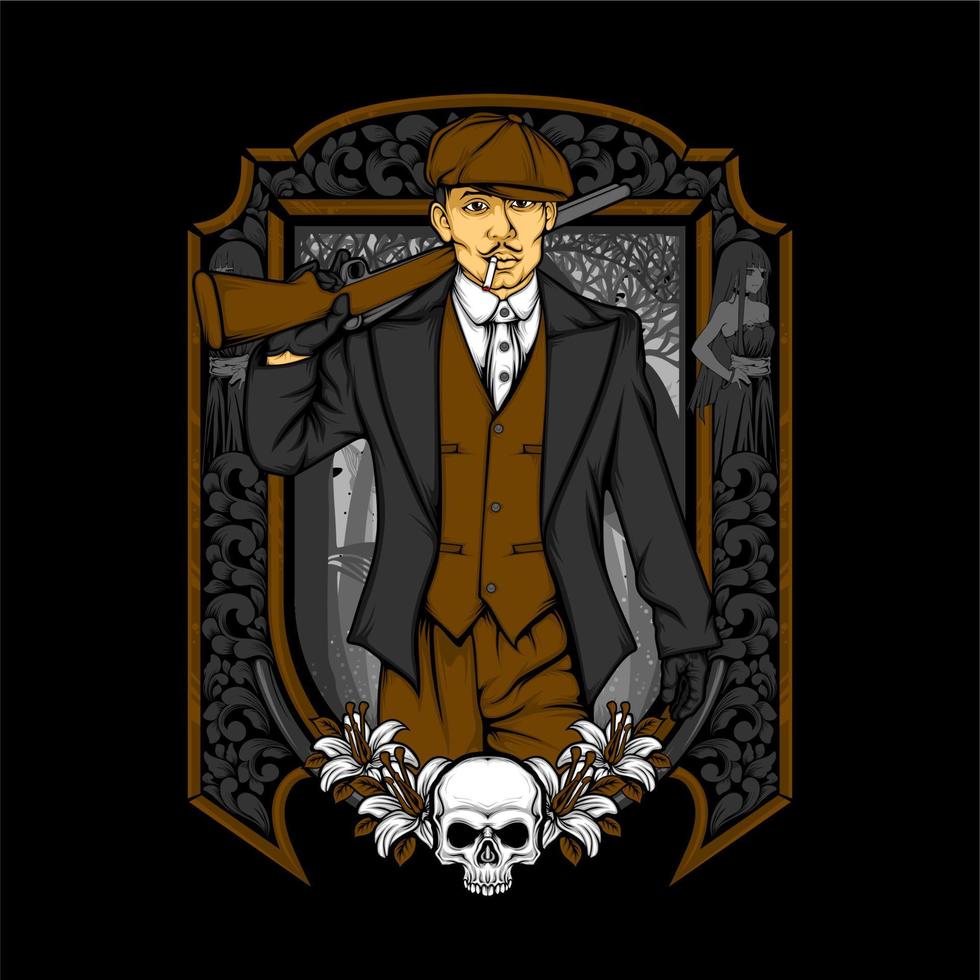 british gangster retro illustration vector