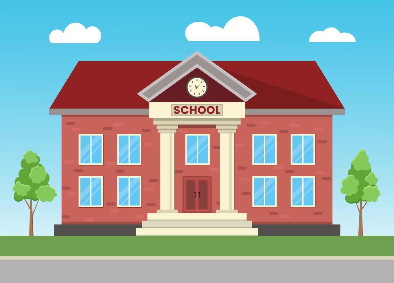 School building vector illustration, Flat style