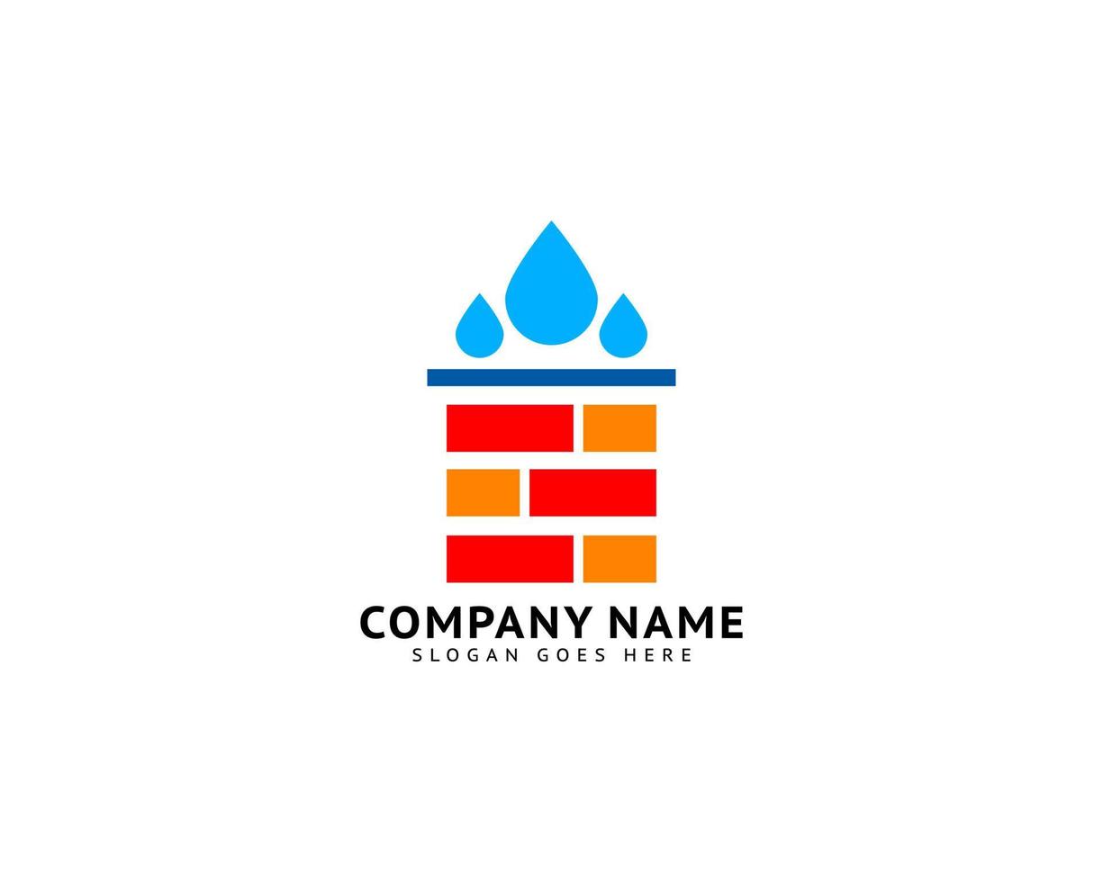 Brick waterproof logo design template vector