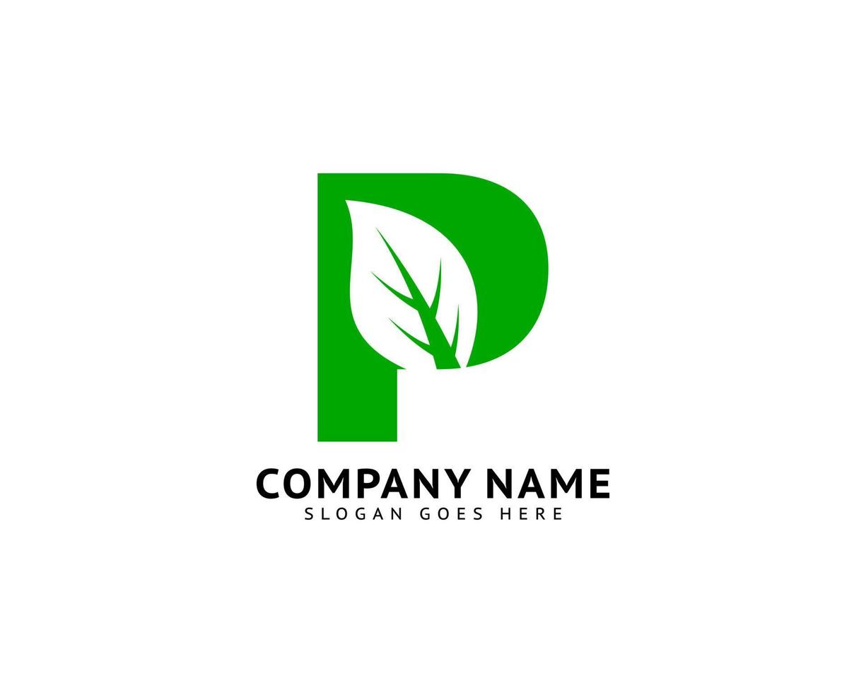 Initial Letter P Leaf Logo Design Template Element vector