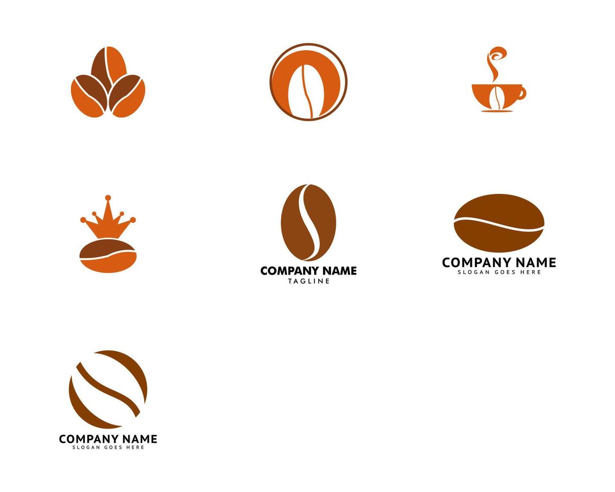 conjunto de diseño de ilustración de icono de vector de plantilla de logotipo de grano de café