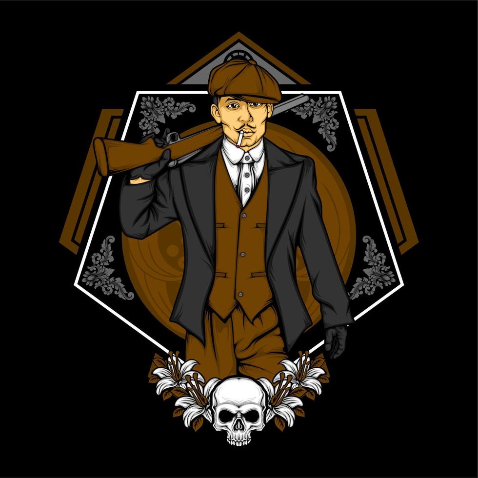 british gangster retro illustration vector