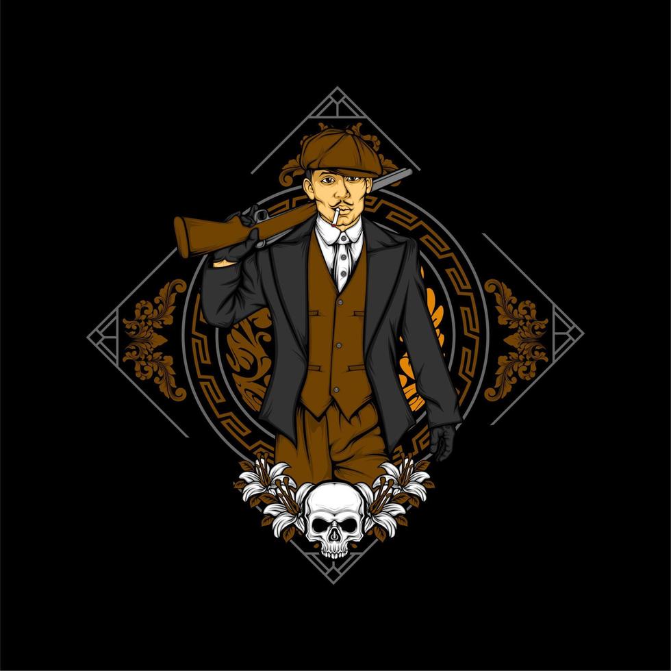 british gangster retro illustration vector