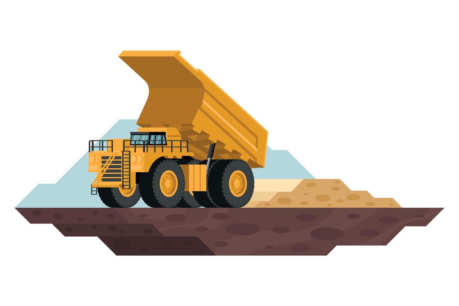 camión minero descargando residuos de construcción y minería con maquinaria pesada 3d vector