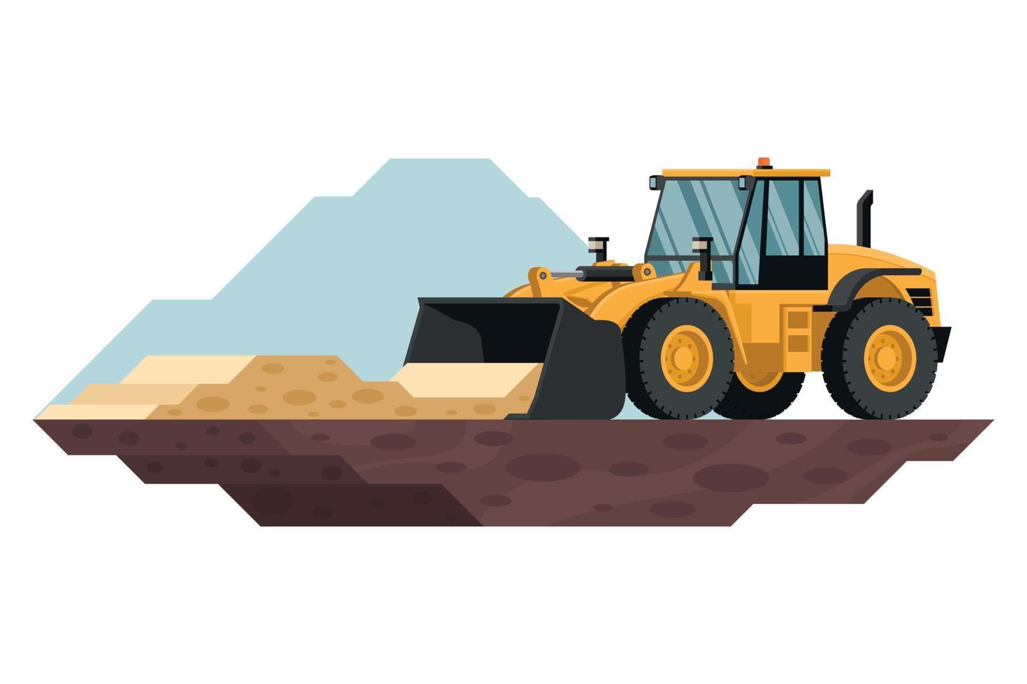 front loader in construction and mining work with heavy machinery 3d vector