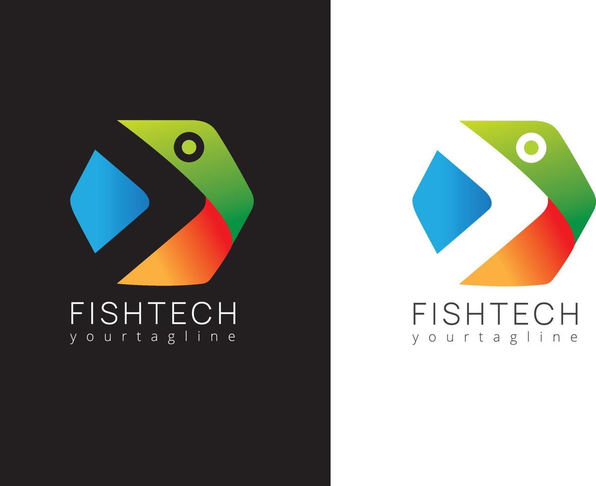 diseño de logotipo de tecnología de pescado abstracto con diseño de logotipo de pescado vectorial vector