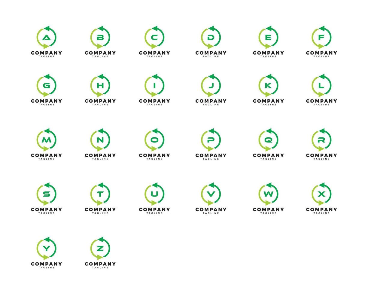 Set of Circle Arrow Logo Icon Design with Letter vector