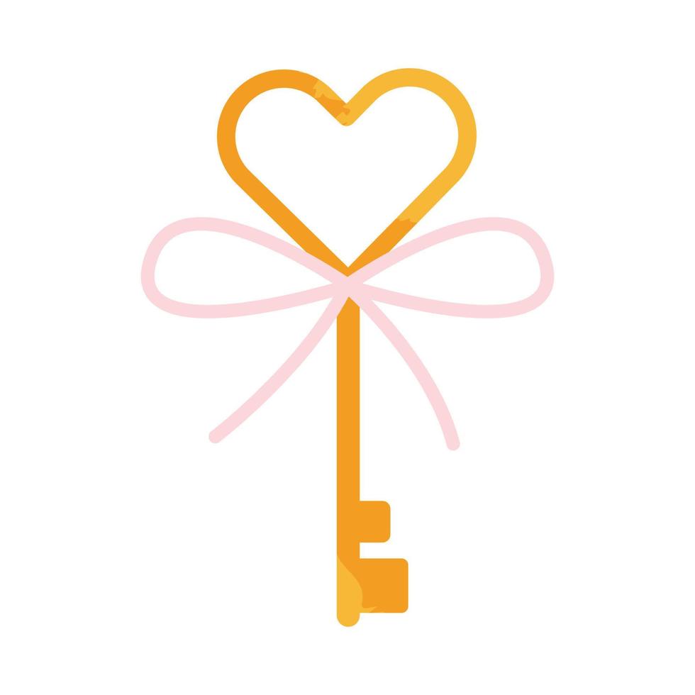 Key with heart and bow vector