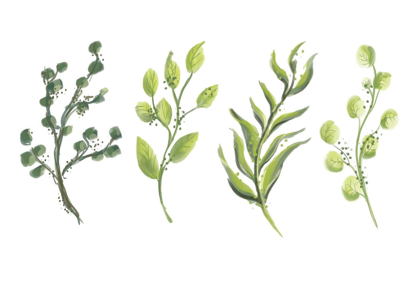 Seamless pattern with green watercolor leaves. Summer Hand drawn illustration vector