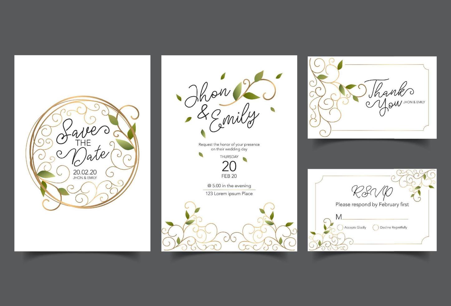 tarjeta de invitación de boda floral vector