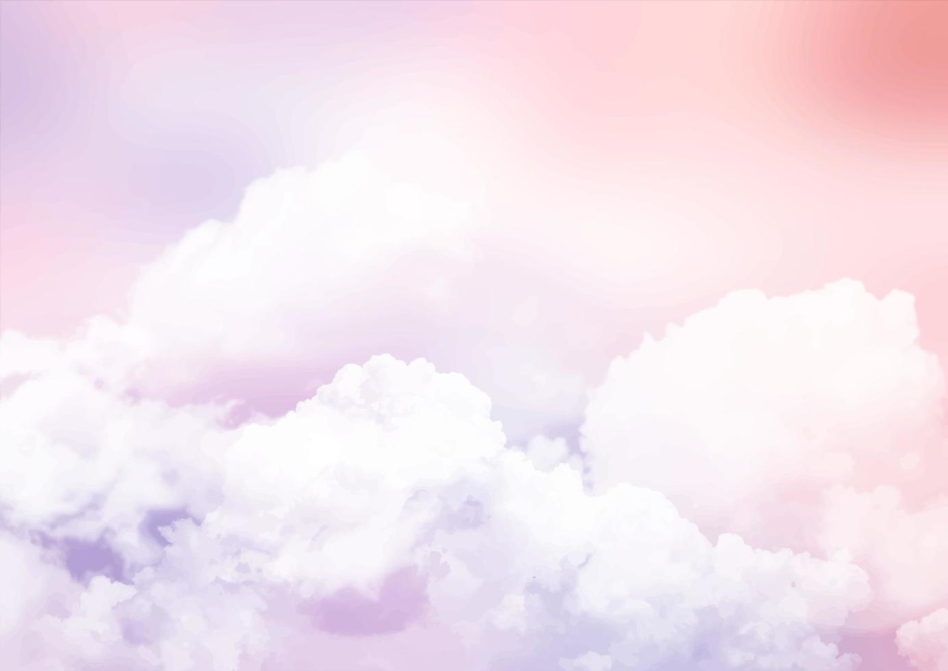 Abstract sky background with sugar cotton pink clouds vector