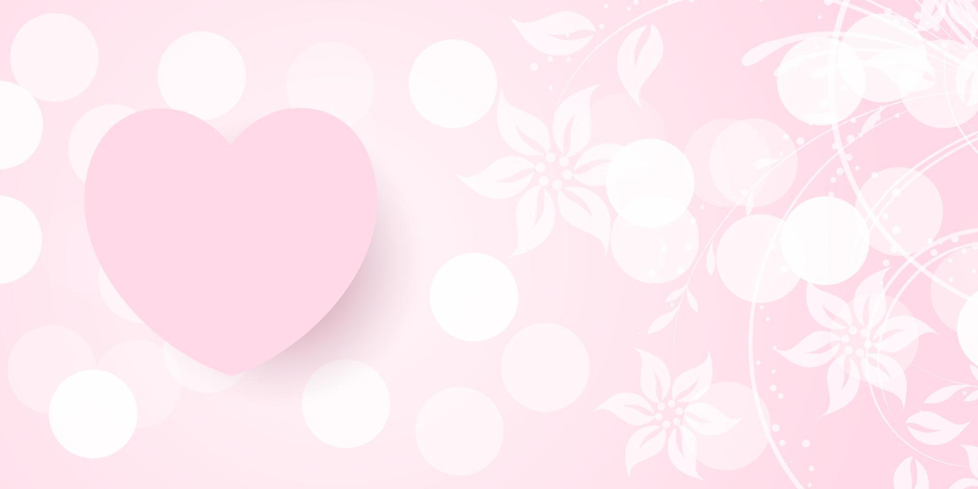 Valentines Day banner with floral design and bokeh lights vector