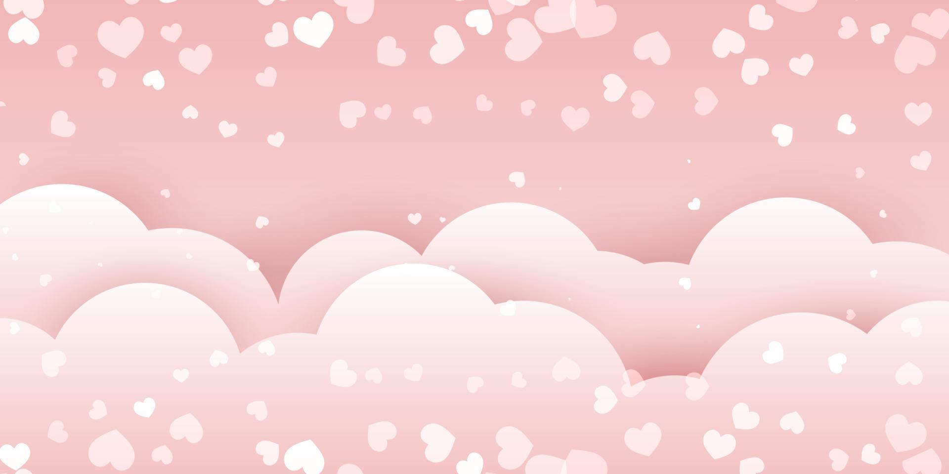 banner del día de san valentín con nubes y corazones vector