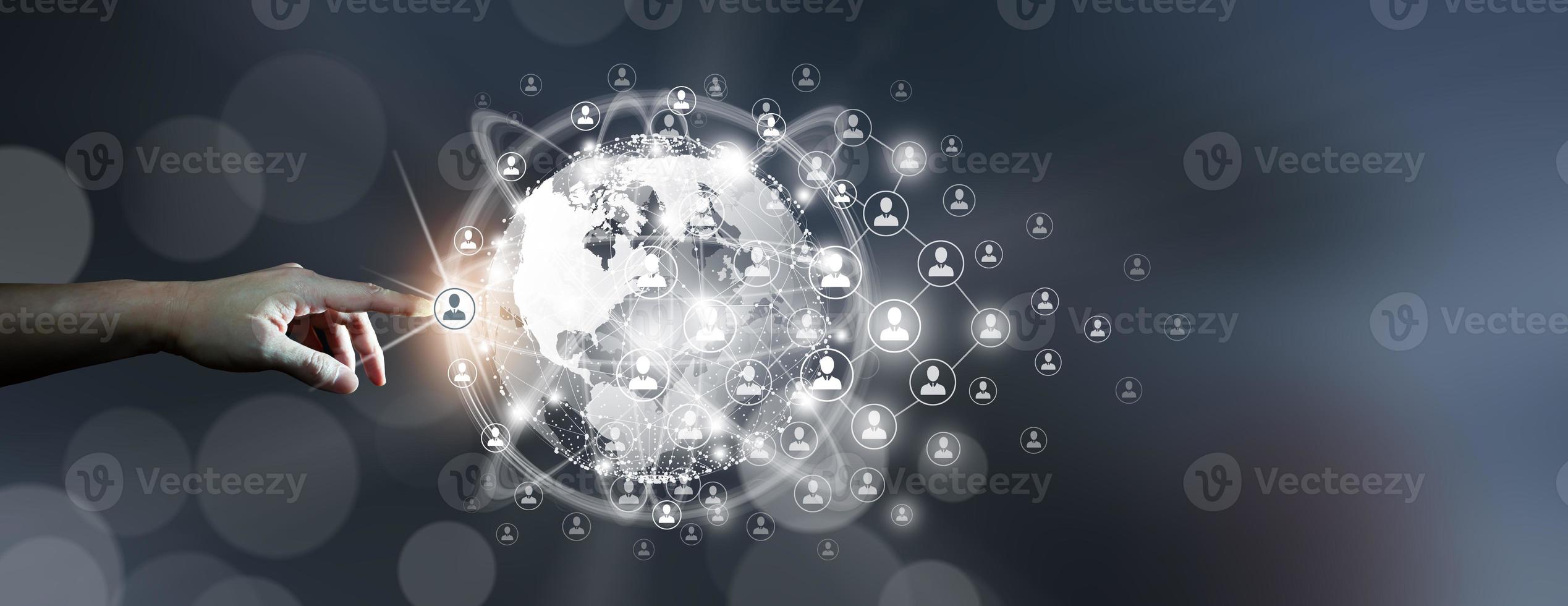 Global business connection, People connection and Network connection concept. photo