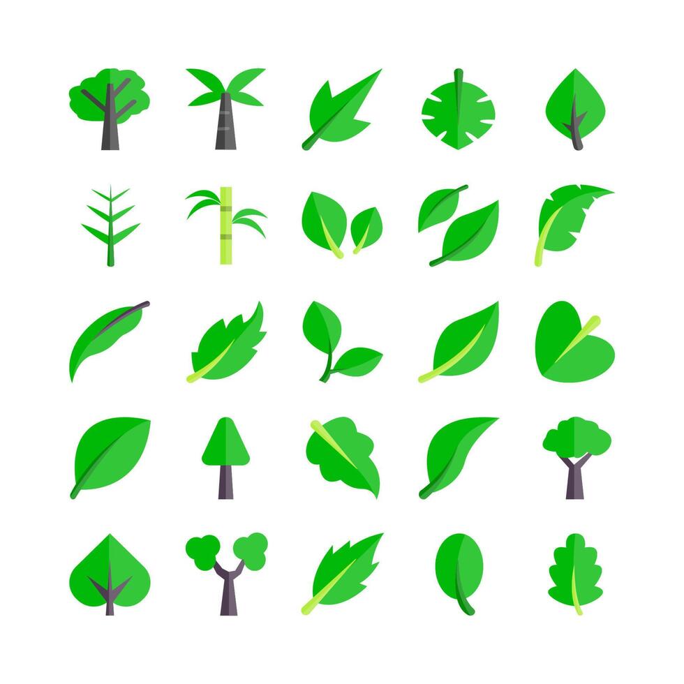 Trees and Leaves icon set vector flat for website, mobile app, presentation, social media.