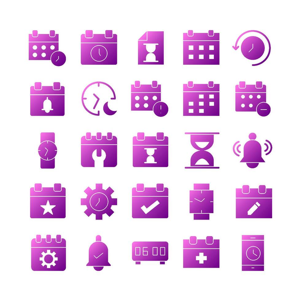 Time and Date icon set vector gradient for website, mobile app, presentation, social media.