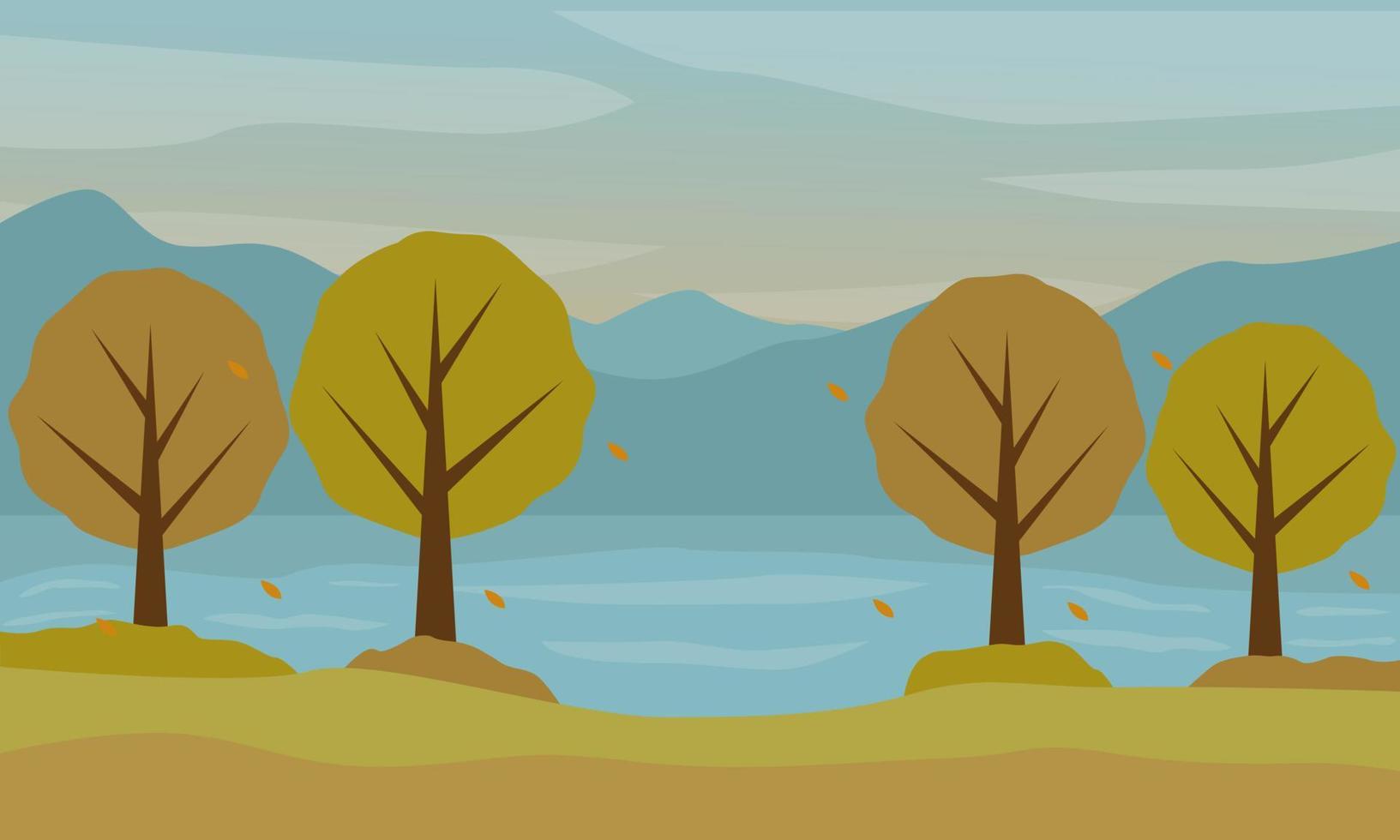 Illustration vector design of autumn landscape