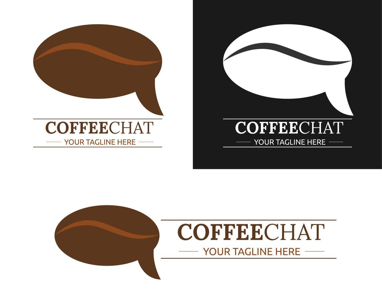 diseño de vector de ilustración de plantilla de logotipo de chat de grano de café para empresa o empresa