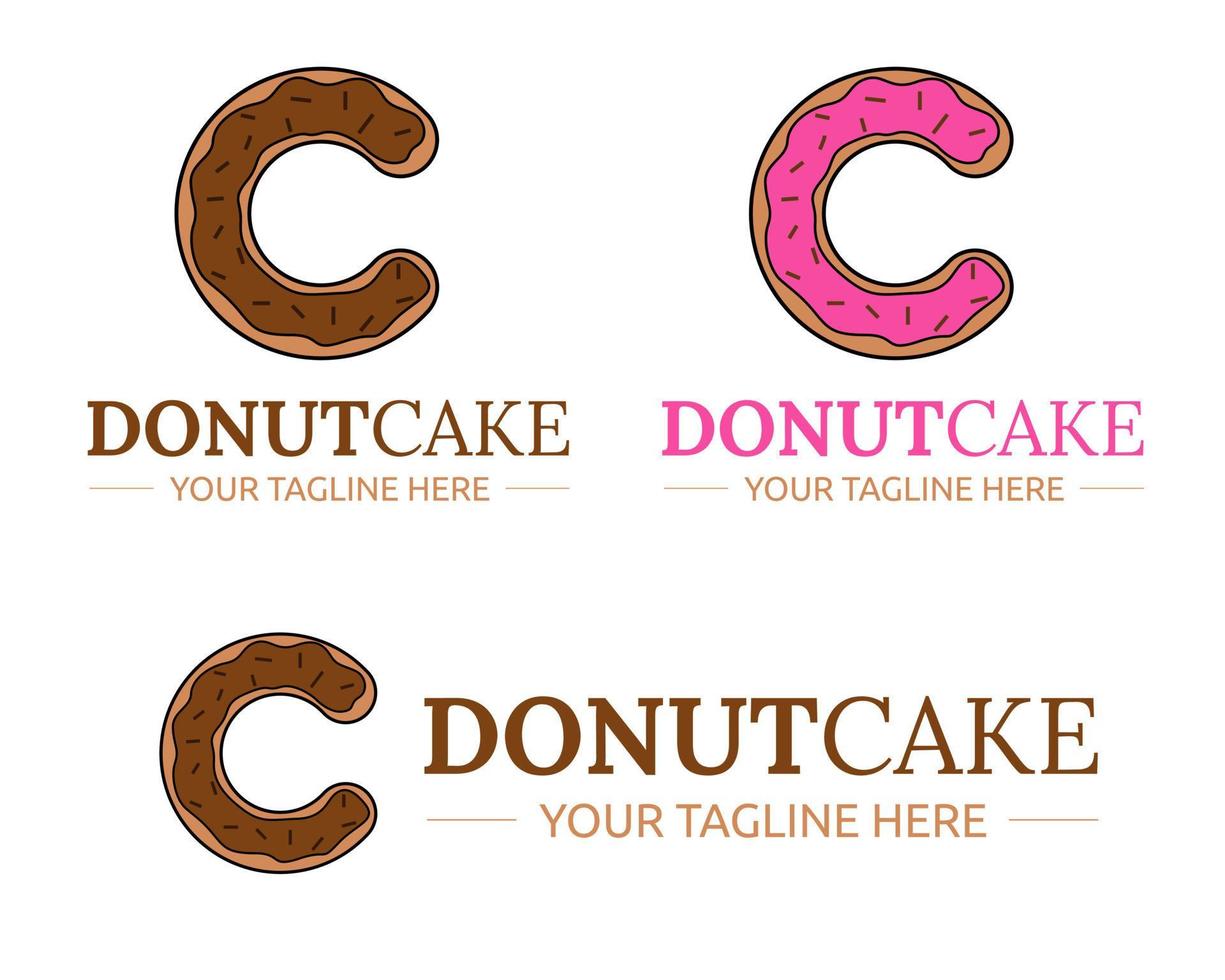 Illustration vector design of donut cake logo template for business or company