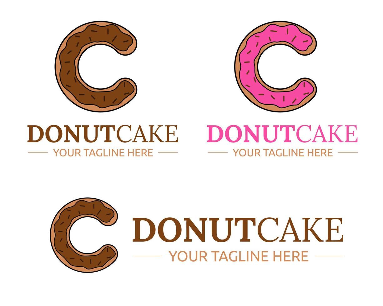 ilustración, diseño vectorial, de, donut, pastel, logotipo, plantilla, para, negocio, o, empresa vector