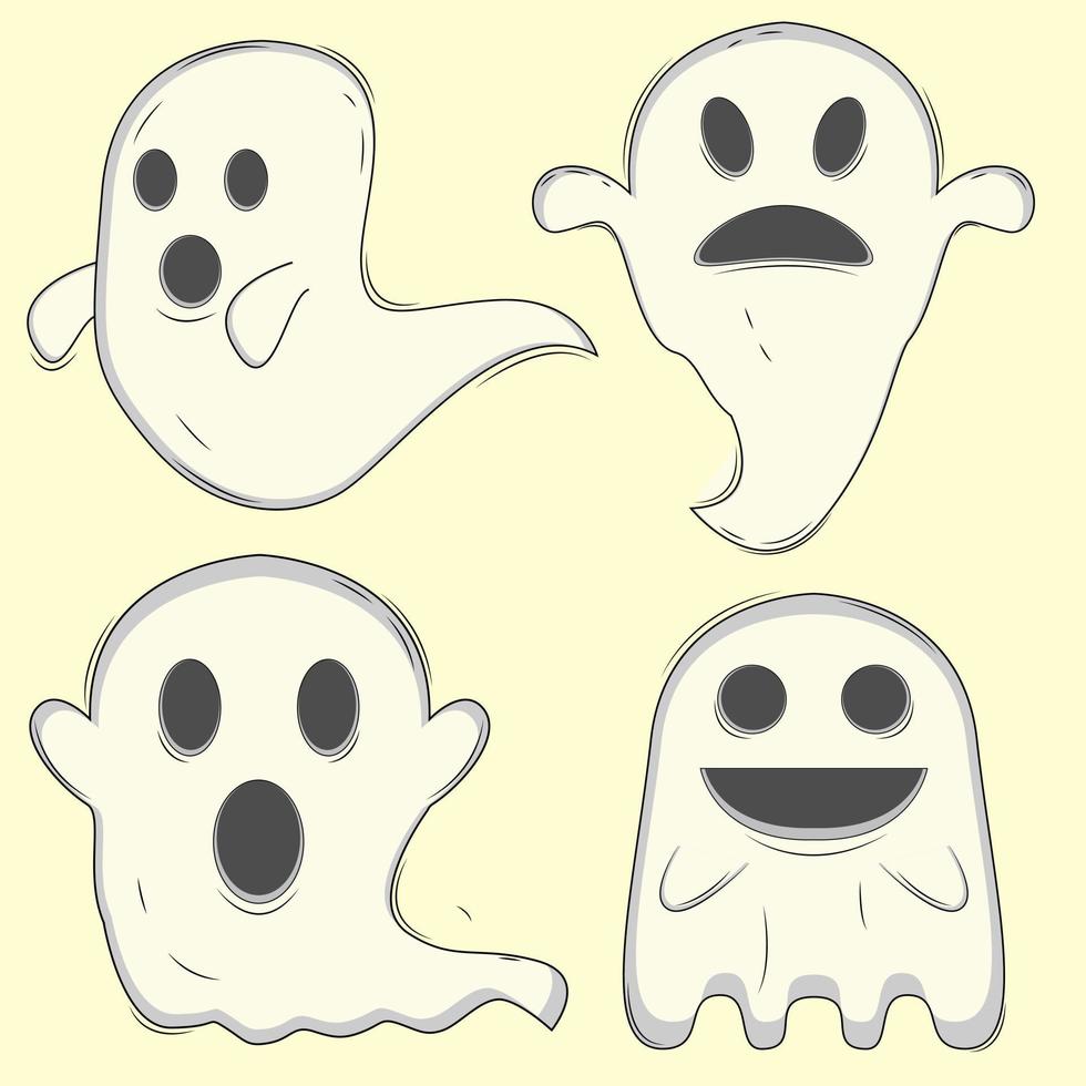 Illustration vector design of four ghosts set for Halloween event