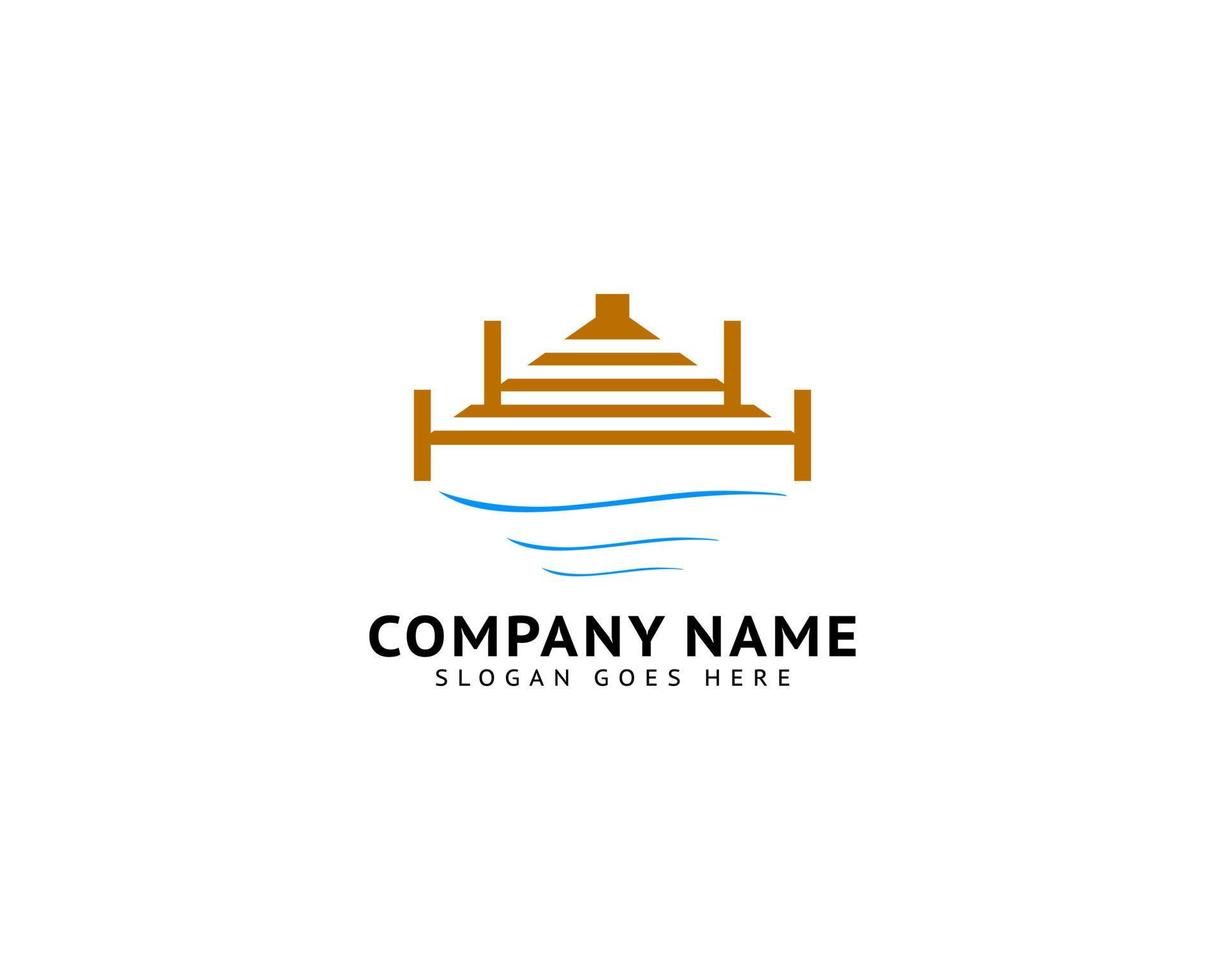 Beach Pier Dock Logo Design Vector