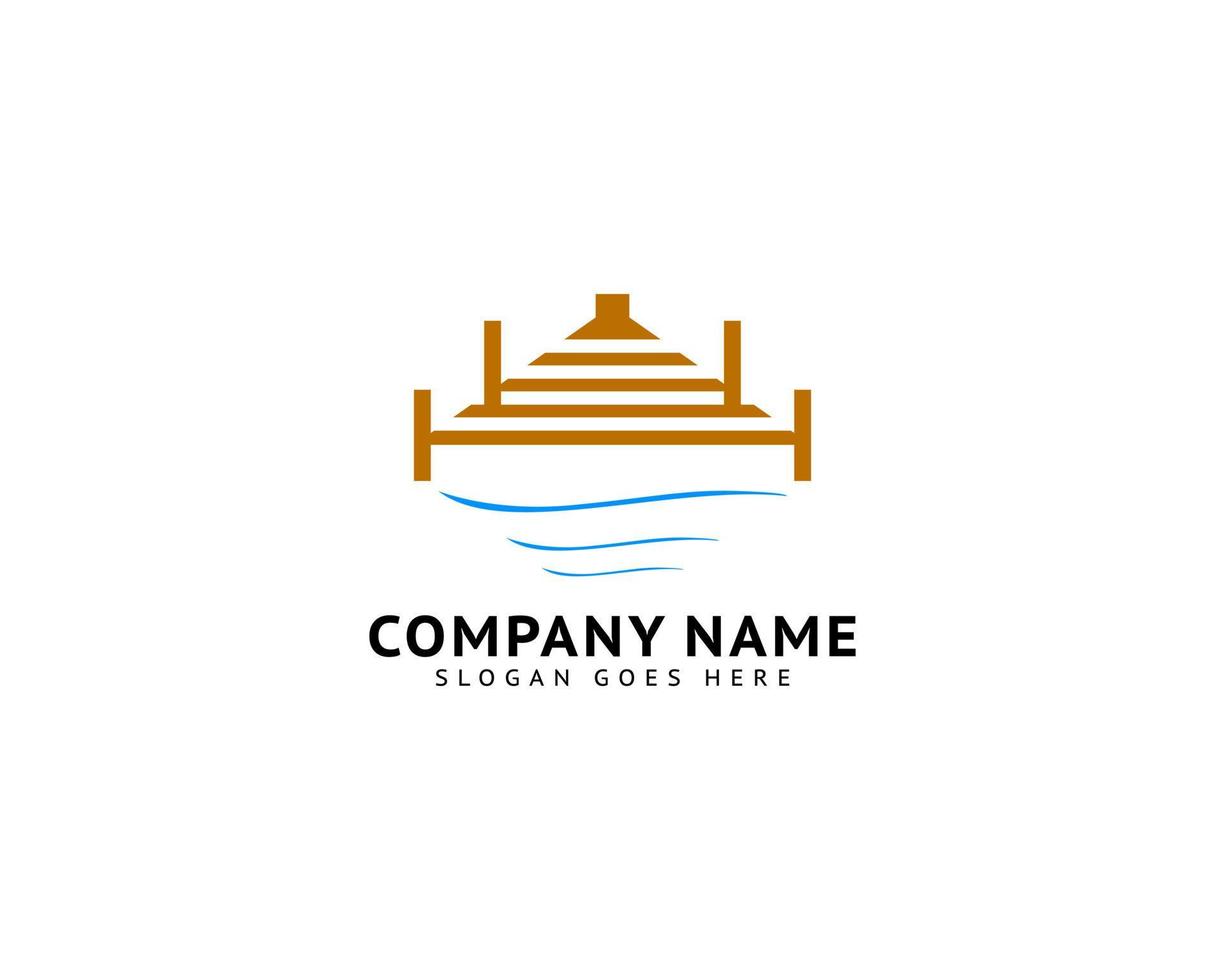 vector de diseño de logotipo de muelle de playa