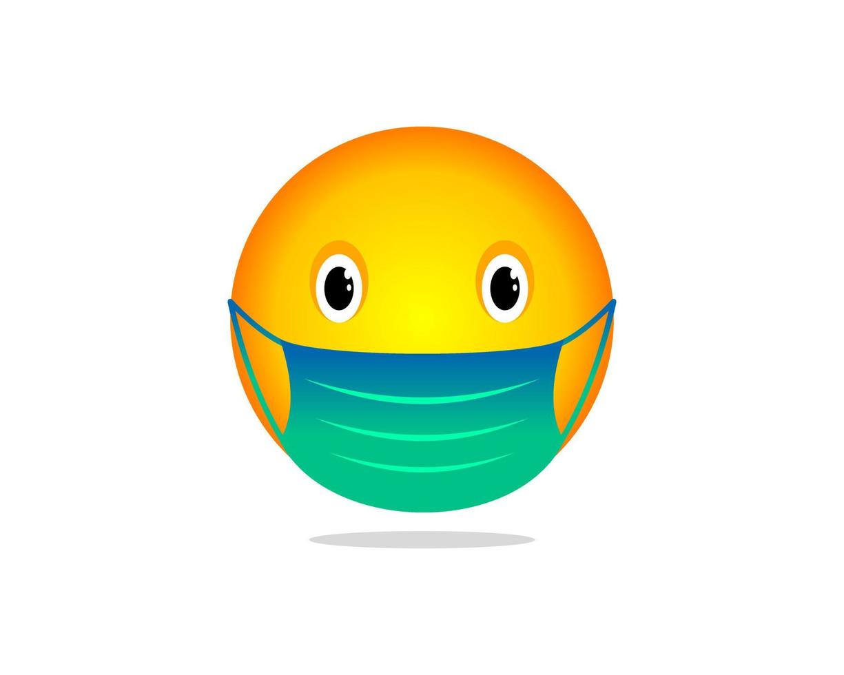 Vector illustration of emoticon wearing medical mask