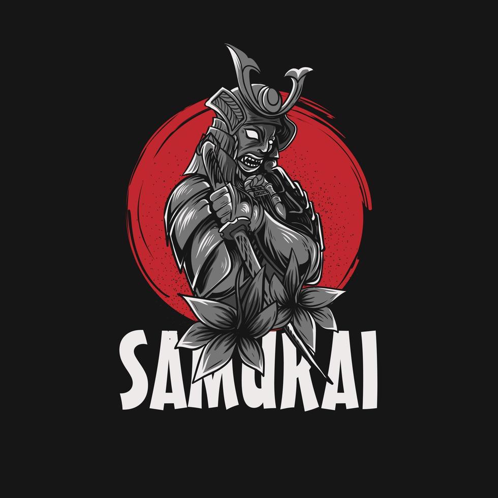 illustration of a samurai from japan vector