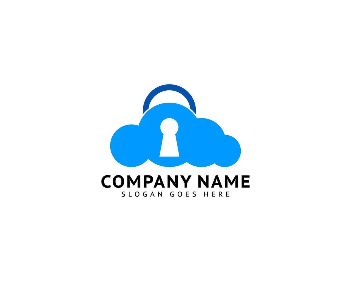 Cloud padlock logo icon design concept illustration vector