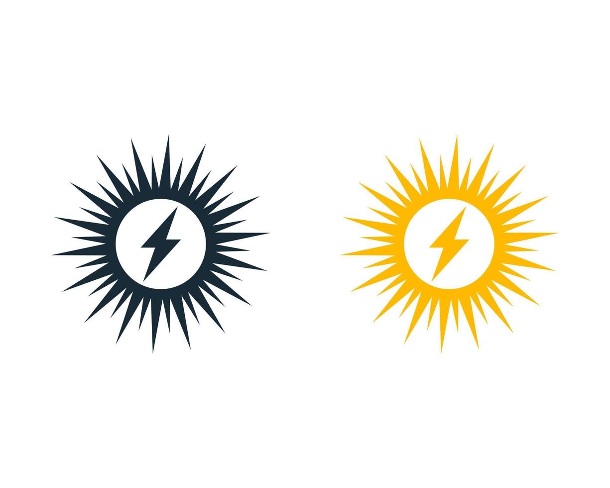 High Voltage Sunburn, Solar Icon Vector Logo Template Illustration Design