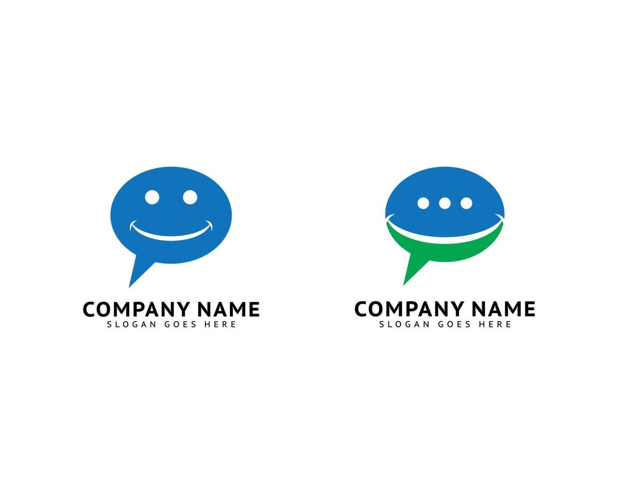 Set of Happy Face Chat Speech Bubble Logo Vector Template Design