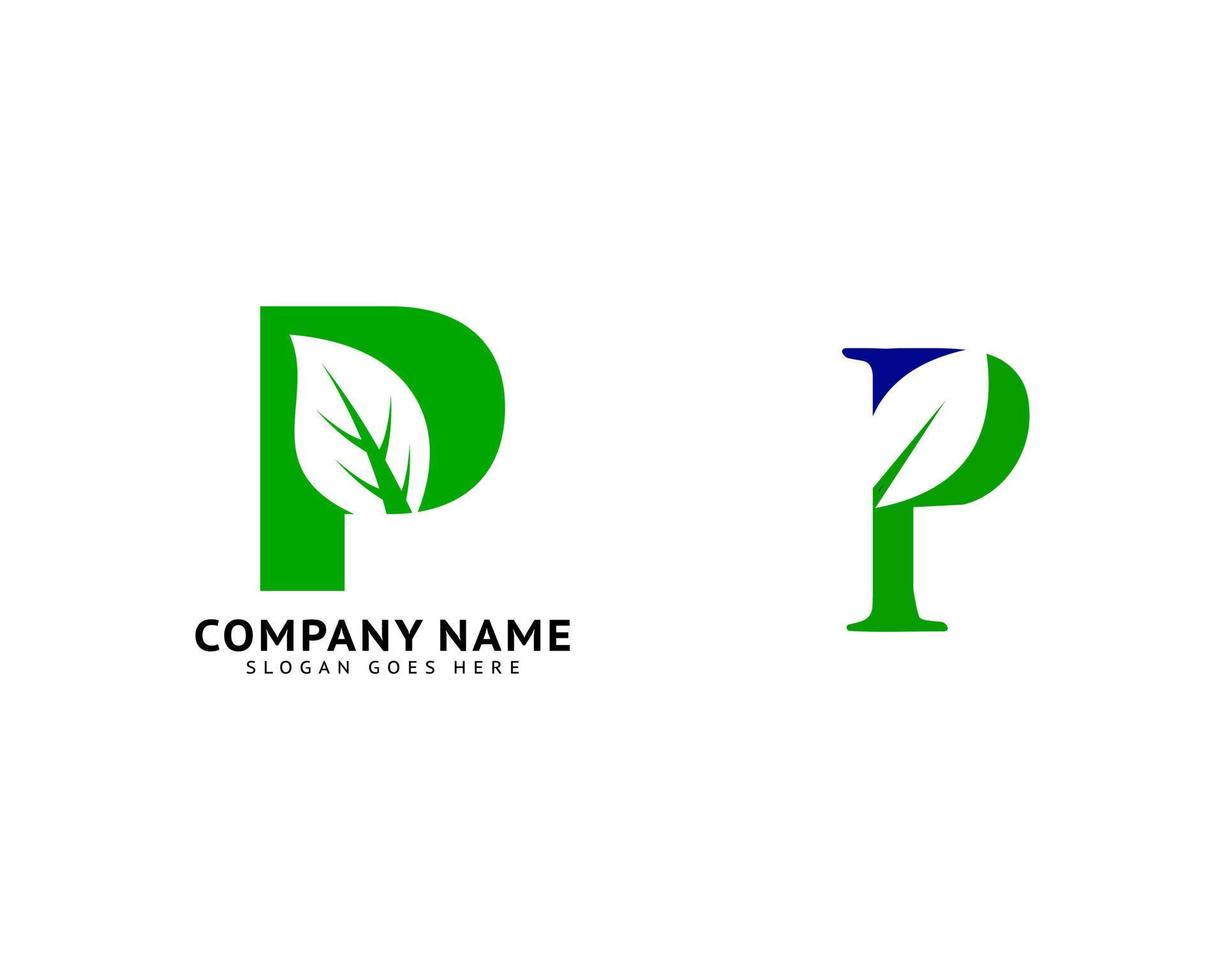 Set of Initial Letter P Leaf Logo Design Template Element vector