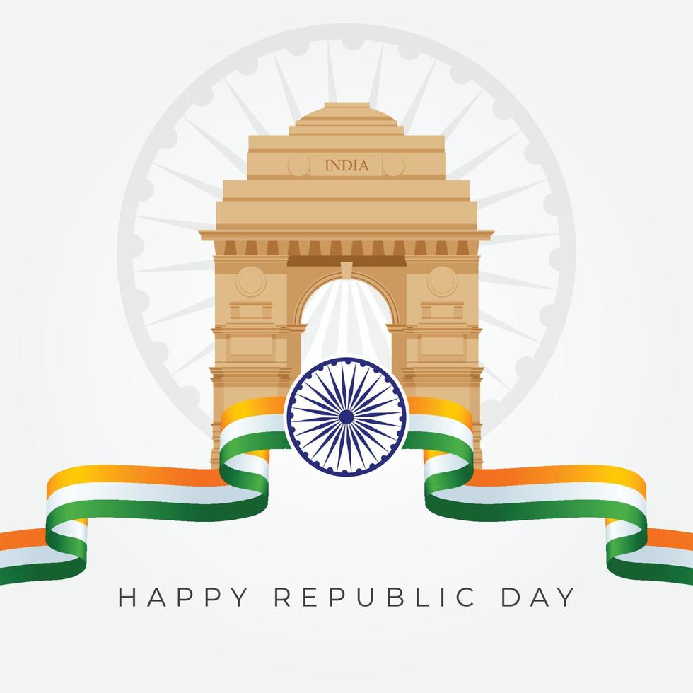 Republic Day of India, 26th January at Indian Gate Delhi Illustration vector