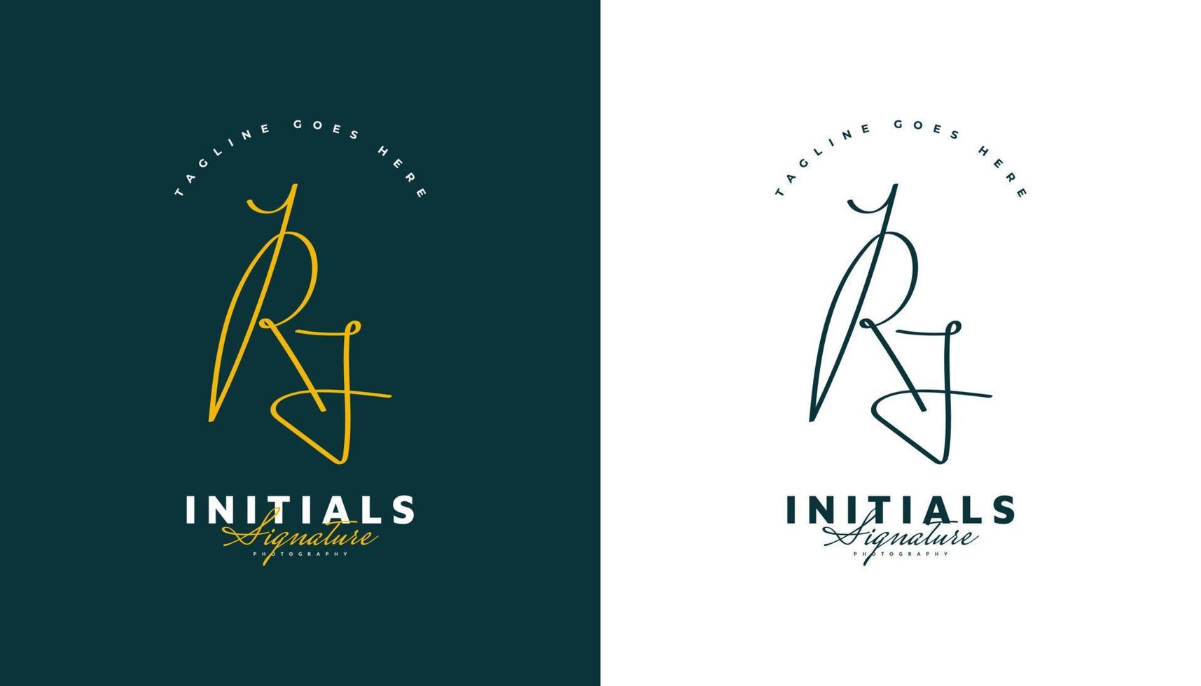 Initial R and J Logo Design with Elegant Handwriting Style. RJ Signature Logo or Symbol for Business Identity vector