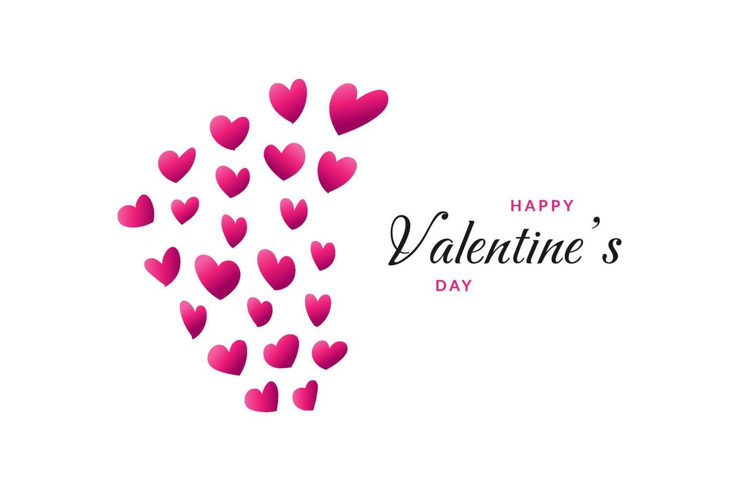 Corazones voladores rosados con saludos felices del día de San Valentín aislados en fondo blanco. fondo del día de san valentín para papel tapiz, volantes, invitación, afiches, folletos, pancartas o postales vector