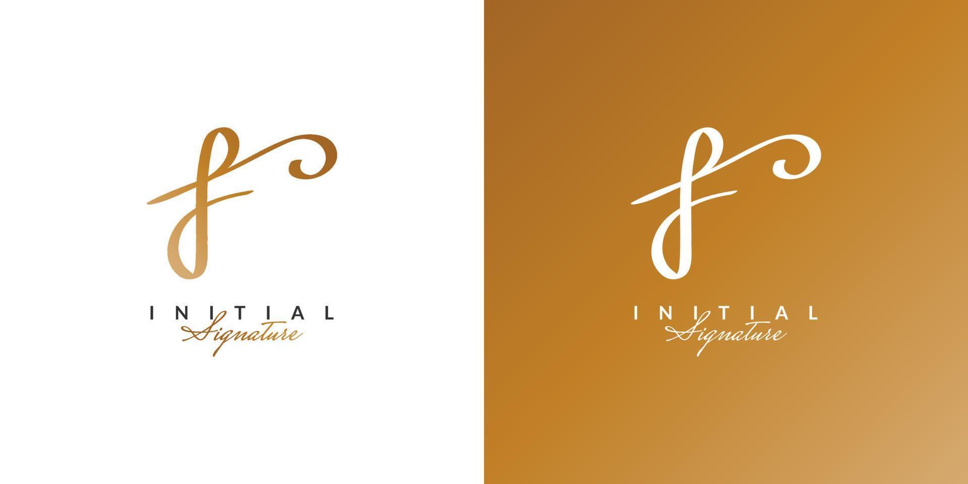 elegante diseño de logotipo de letra f con estilo de escritura a mano. logotipo o símbolo de la firma f para bodas, moda, joyería, boutique e identidad comercial vector