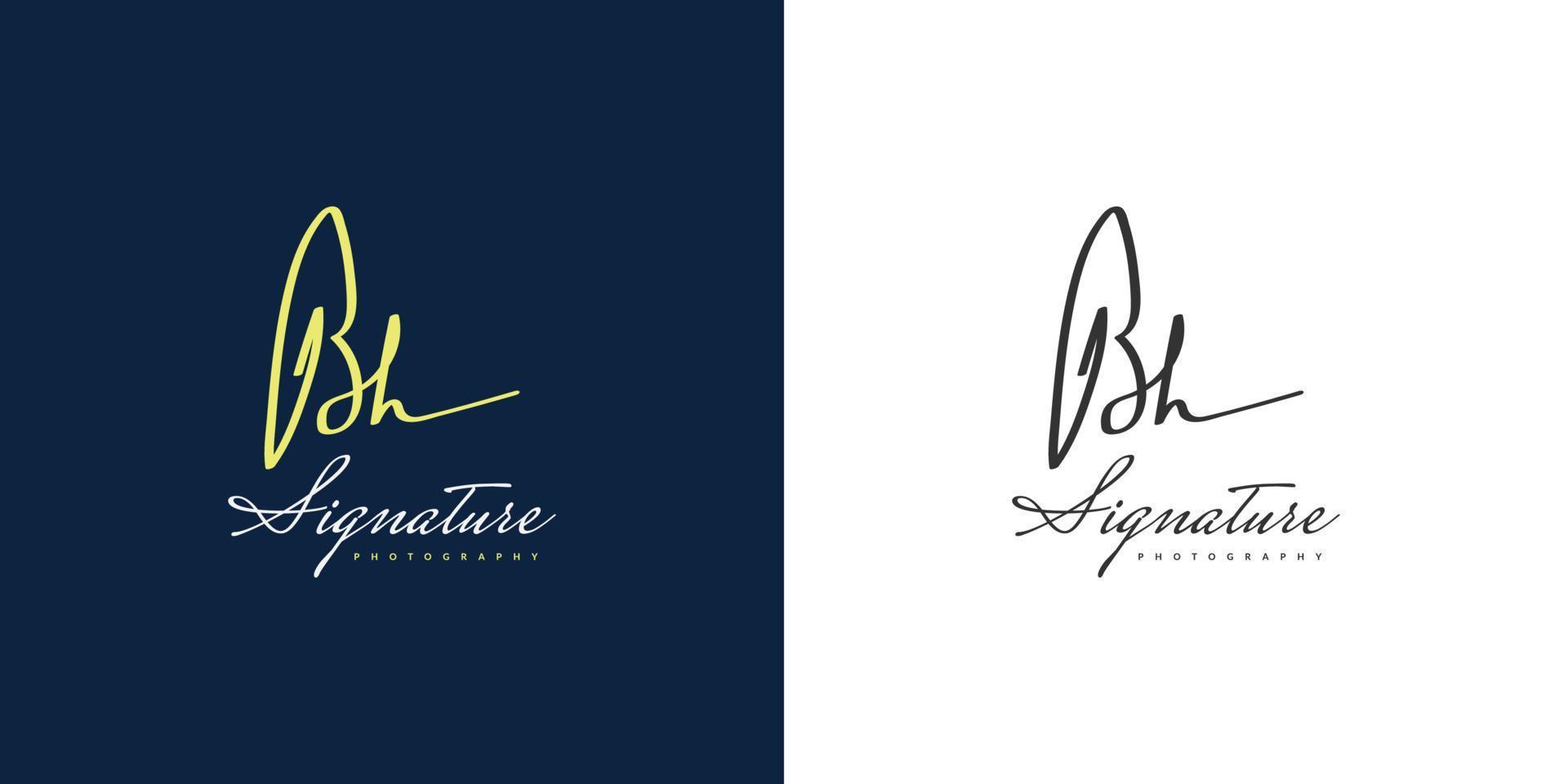 BH Initial Logo Design with Handwriting Style. BH Signature Logo or Symbol for Wedding, Fashion, Jewelry, Boutique, Botanical, Floral and Business Identity vector