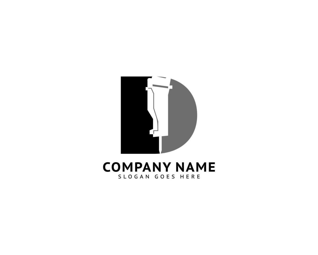 Initial logo letter D with icon stone breaker vector design