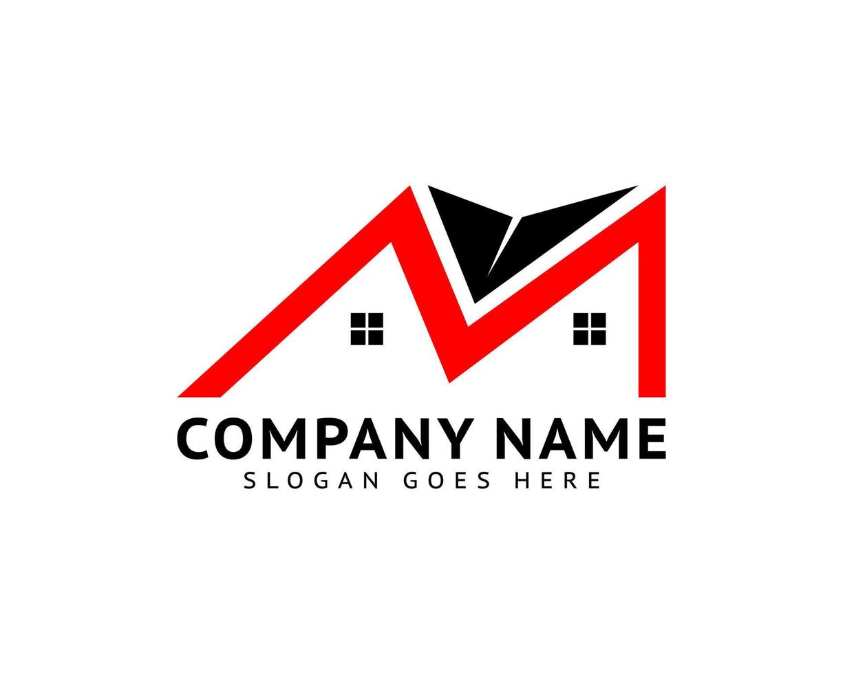 Letter M Roof House Logo Design Template vector