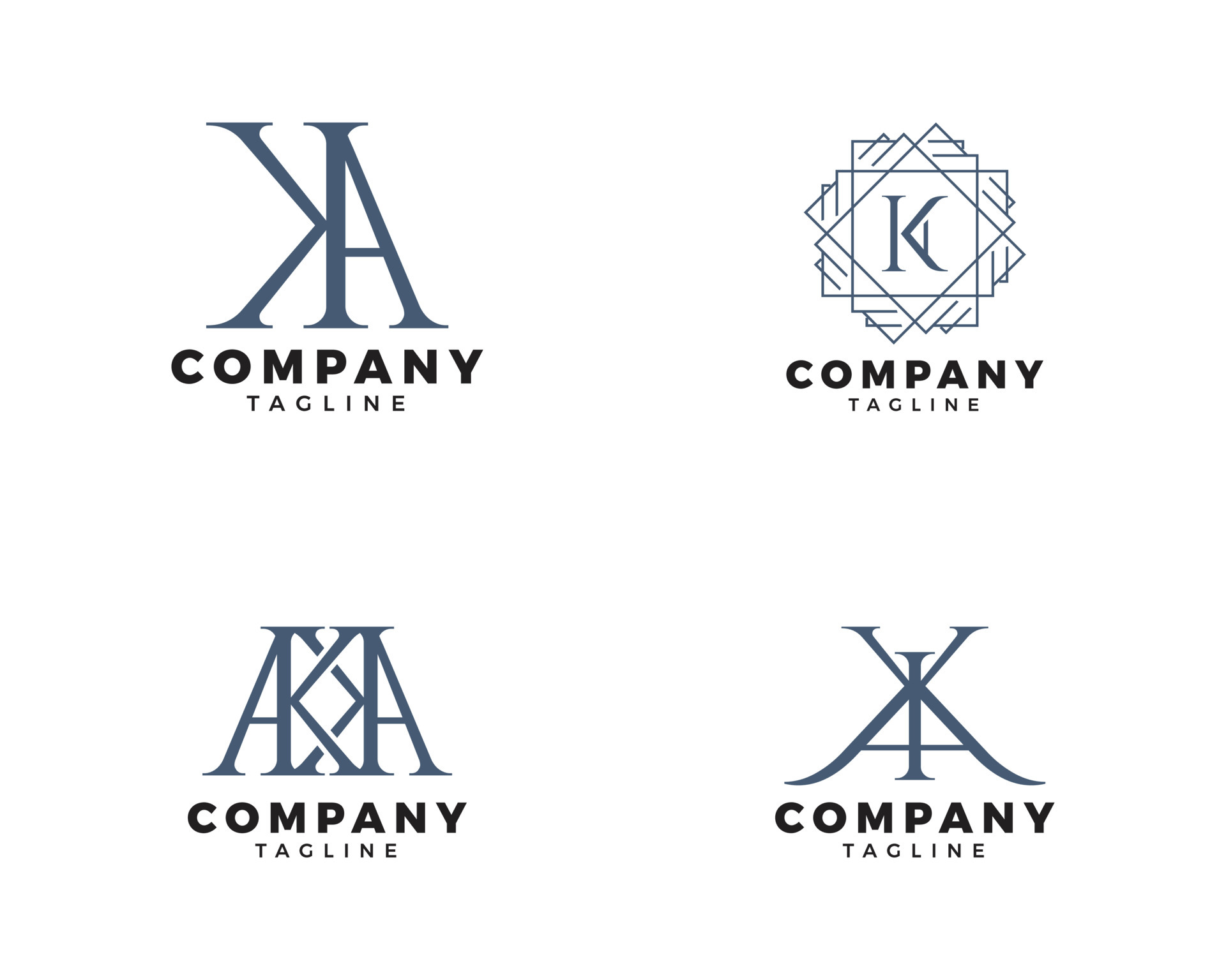 Set of Initial Letter KA Logo Design Template 5309107 Vector Art at ...