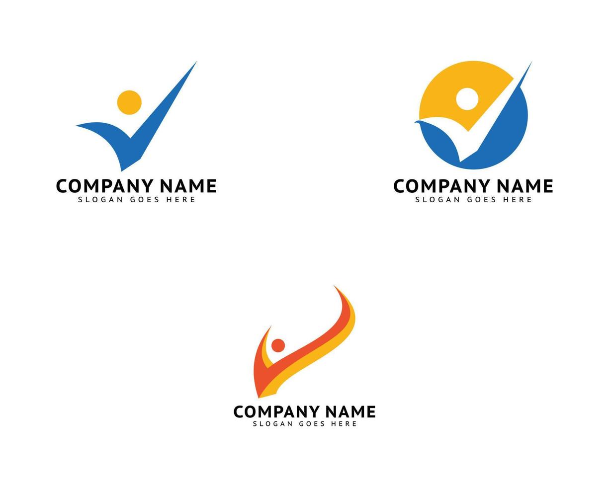 conjunto de personas comprobar plantilla de vector de diseño de logotipo