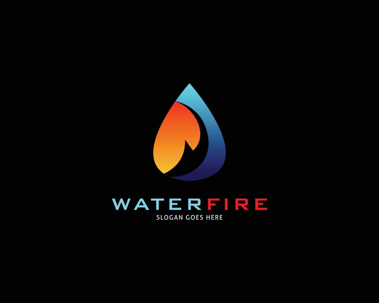 Water Drop Fire Logo Design Template Icon vector