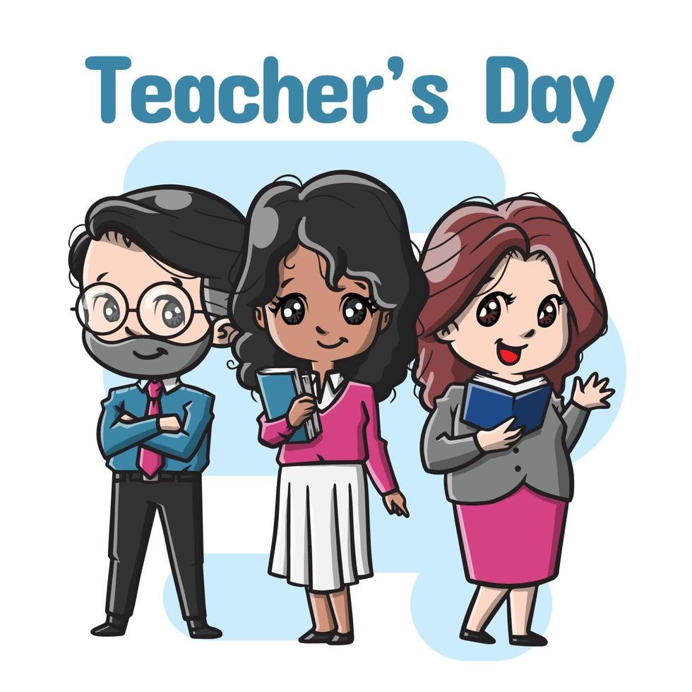 Cute Teachers Character Cartoon vector